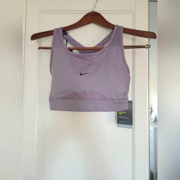 Nike Swoosh Bra Metallic Purple - Picture 1 of 6